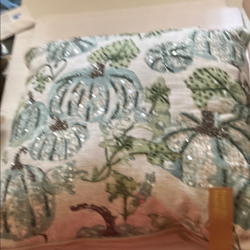 From the Hearth Floral Sequin pumpkin Throw Pillow